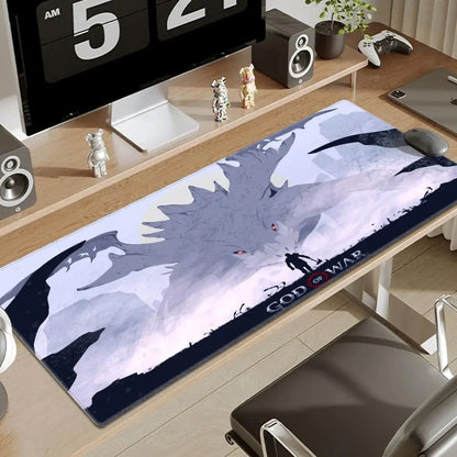 Xxl Mouse Pad God of War Desk Mat Gaming Accessories Keyboard Computer Mousepad Gamer Large Pc Cabinet Office Table Carpet Rug