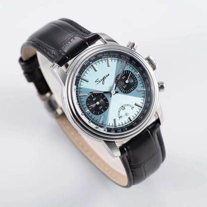 Sugess Men's Pilot 1963 Wristwatch ST1906 Chronograph Handwind Movement Domed Sapphire Waterproof Power Reserve Lume V2