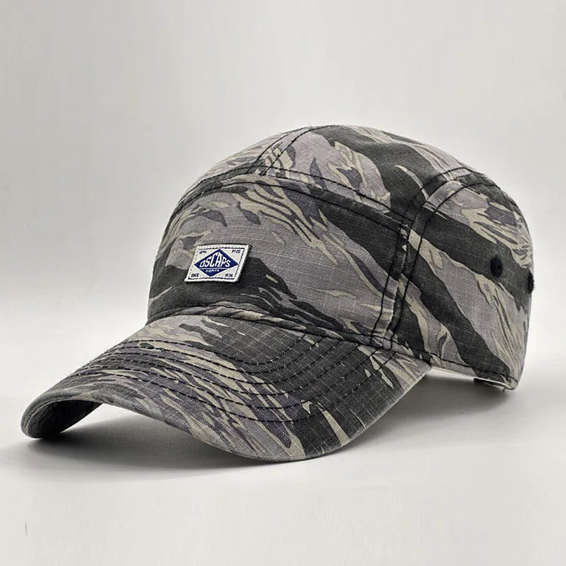 Workwear Style Camo Short Brim Baseball Cap for Men Women, Trendy Unisex Outdoor Sun Protection Peak Hat