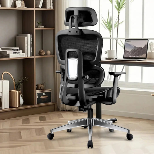 Ergonomic Office Chair with Lumbar Support & Neck Pillow, High Back Mesh Ergonomic Office Chair with Adjustable Headrest, 3D Armrests, Reclining Swivel Computer Desk Chair