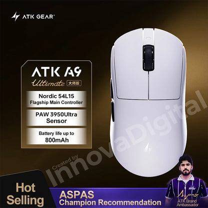 ATK Dragonfly A9 Ultimate trådløs gamingmus A9 Air PAW3950 ultralet ergonomisk e-sportsmus til gamere FPS CSGO A9 Ultra