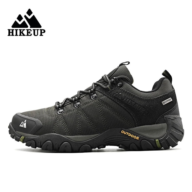HIKEUP miesten neljän vuodenajan vaelluskengät – ulkoiluun ja urheiluun, aitoa nahkaa, kulutusta kestävät kiipeilykengät, kumipohjaiset trekking-sneakerit