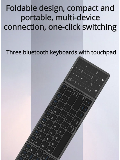 New Three-Fold Folding Bluetooth Keyboard With Touchpad Portable Foldable Keyboard For PC Mac Smartphone IPad