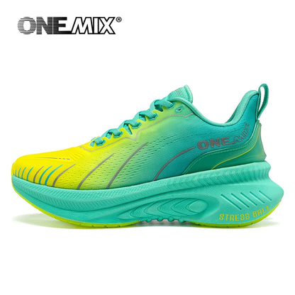 ONEMIX Nouvelles chaussures de course à amorti pour hommes, adaptées aux coureurs intensifs, à lacets, sportives, pour femmes, antidérapantes, d'extérieur, athlétiques, baskets pour hommes