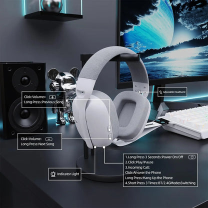 ATTACK SHARK L80PRO Wireless Gaming Headset – Tri-Mode Bluetooth Headphones with Dual Microphone, Lightweight Design & Premium Gaming Audio