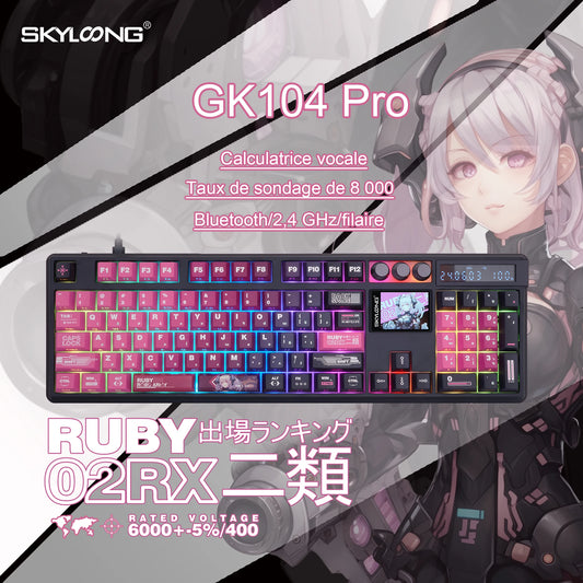 SKYLOONG GK104 Pro Wireless Mechanical Keyboard Full-Size Gamer Keyboard RGB Backlit Voice Calculator 8K Polling Rate for PC