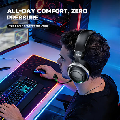 HaaYot Professional Wireless Gaming Headset Bluetooth 6.0 with 7.1 Surround Sound, Low Latency 15ms Gaming Headphones with Mic for PC PS5 Switch Mobile