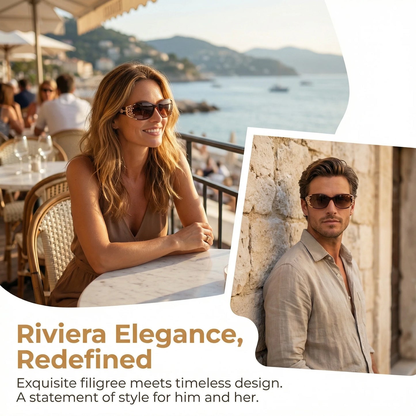 New wraparound diamond metal shiny polarizing driving sunglasses, vintage fashion, personalized trend, hollow-out lace