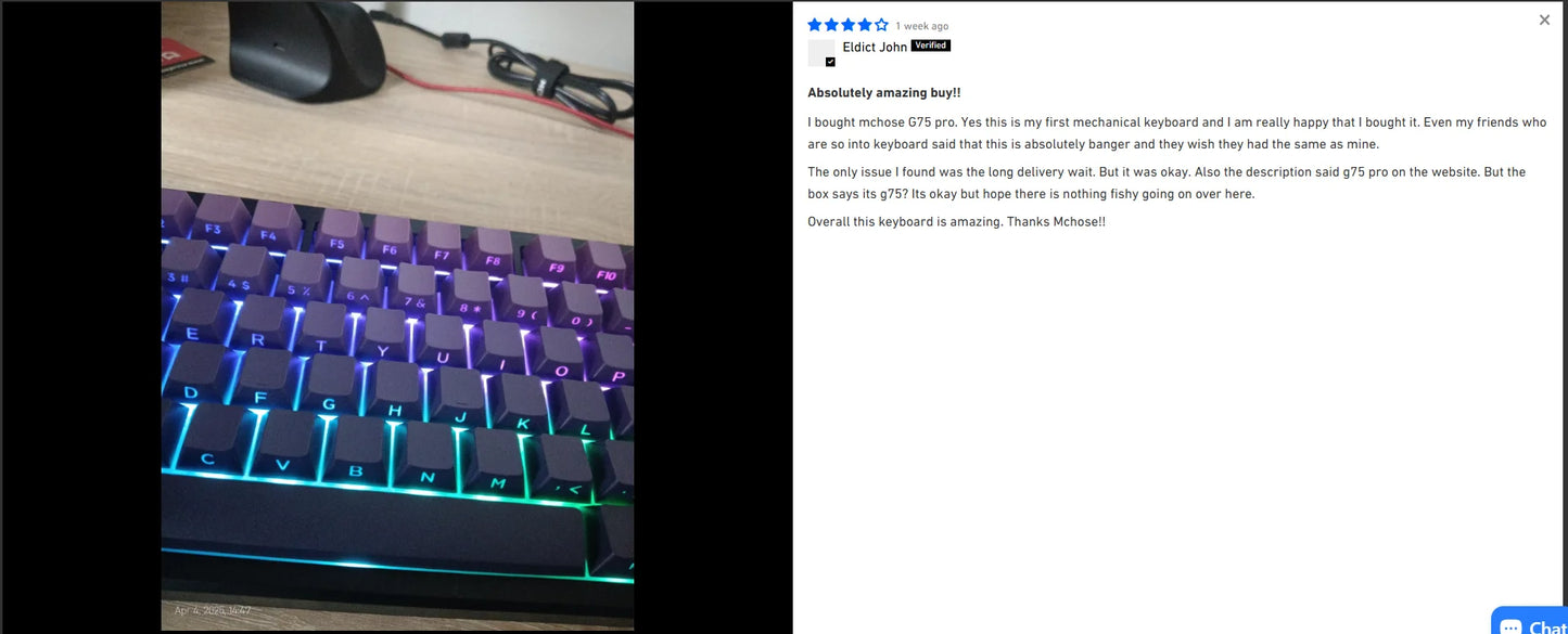 MCHOSE G75 Pro Wireless Mechanical Keyboard 75% Layout Gasket Mounted 5 Layers Dampening RGB Backlit Tri-Mode Hot Swappable