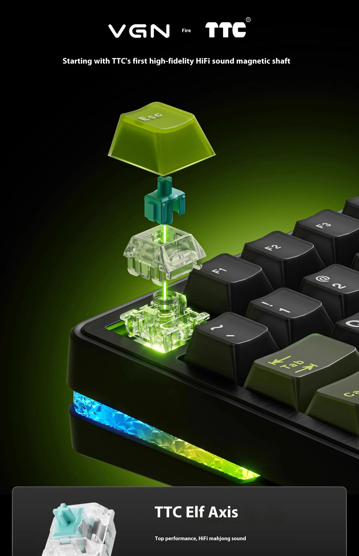 Vgn Neon 75 Mechanical Keyboard Tri Mode E-Sports Magnetic Switch Game Keyboard 75% Hot Swap 8000mah For Pc Accessory Customized
