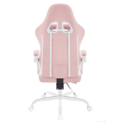 WOLTU snurrbar datorstol med massagefunktion, ergonomisk kontorsstol med kudde och fotstöd, höjdjusterbar gamingstol