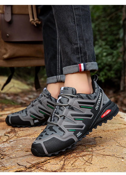 2025 New Men Hiking Shoes Outdoor Waterproof Sports Shoes Comfortable Leather Hiking Training Boots Large Size Tactical Shoe Men