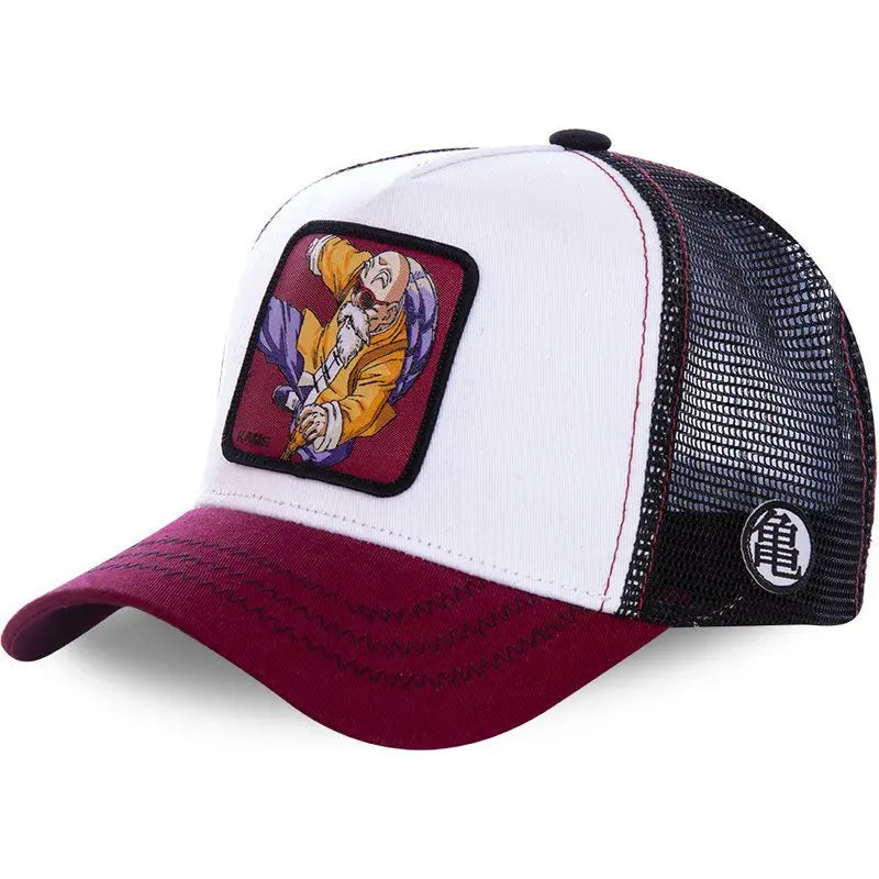Casquette Dragon Ball Son Goku pour l'été : casquette de voyage à visière, pour homme, brodée, style hip-hop, visière pare-soleil, casquette trucker ajustable en maille