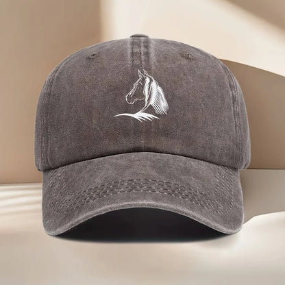 1pc Women's Horse Print Baseball Cap,Elegant Horse Head Design,Durable Textile Fabric,All-Season Casual Hat,suitable for Travel