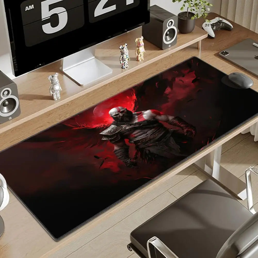 Xxl Mouse Pad God of War Desk Mat Gaming Accessories Keyboard Computer Mousepad Gamer Large Pc Cabinet Office Table Carpet Rug