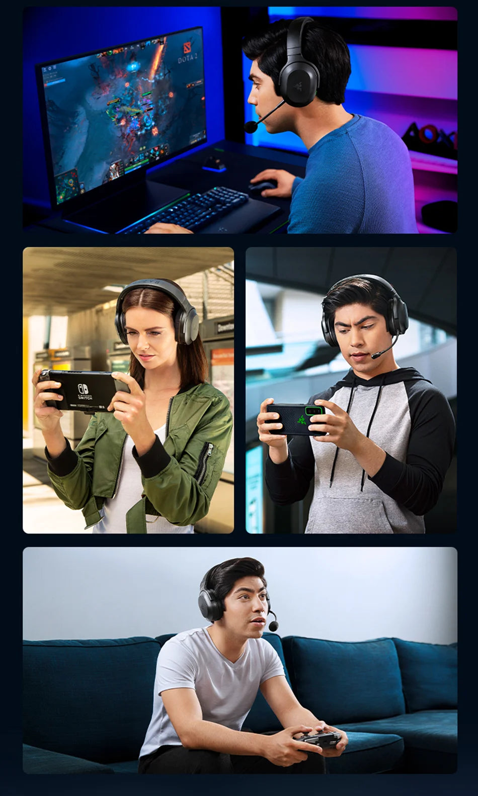 Razer Barracuda X Wireless Gaming Mobile Headset 2022 Model 2.4GHz Wireless + Bluetooth - Lightweight 250g - 40mm Drivers