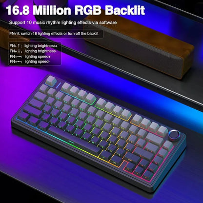 AULA F75 Gaming Mechanical Keyboard RGB Customized 75% Layout Side-engraving Gasket Mounted 80keys PBT Gradient Keycaps keyboard