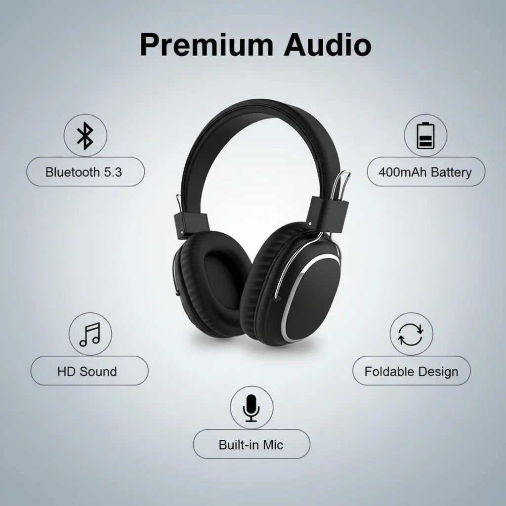 SODO SD-1004 Wireless Headphones Foldable Bluetooth 5.3 HIFI Stereo Headset 40mm Driver Over Ear Headphone with Mic Support TF