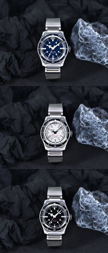 SEA KNIGHT Men 200M Waterproof Diving Watch Sapphire Crystal 316L Steel Mesh Belt C3 Luminous NH35A Automatic Mechanical Watch