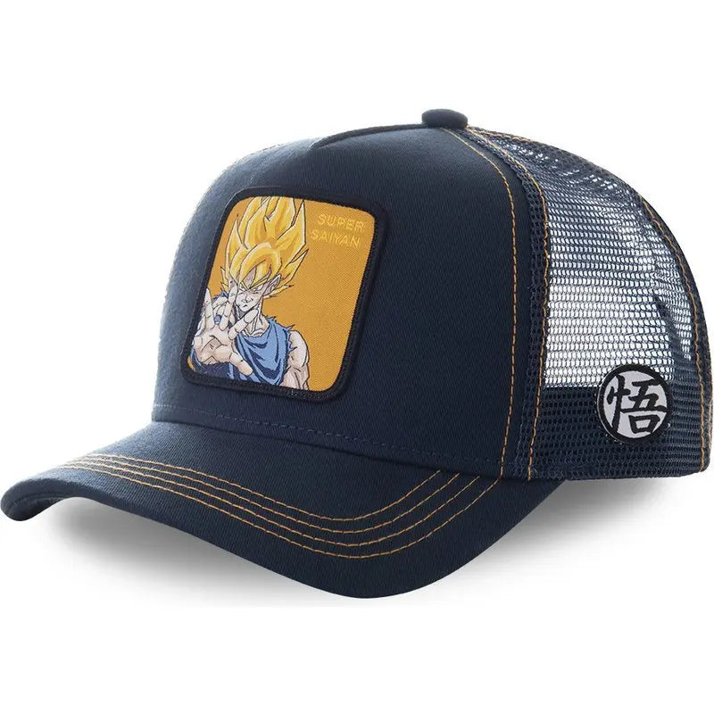 Casquette Dragon Ball Son Goku pour l'été, casquette de voyage à visière, casquette pour homme brodée, style hip-hop en maille, visière pare-soleil, casquette de baseball, sport de plein air