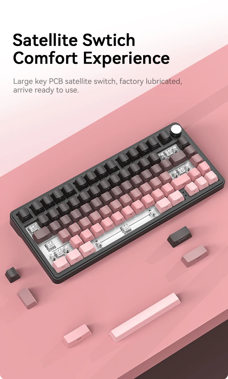 ATTACK SHARK X85/X85Pro Wireless Mechanical Keyboard 75% 82 Keys Tri-Mode Bluetooth Wird RGB Hot Swap Gasket Knob Large battery