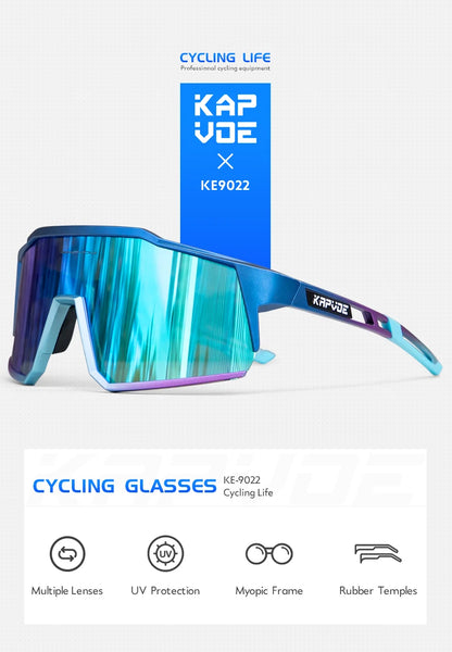 Kapvoe Cycling Glasses Bike Cycling Goggles Outdoor UV400 Cycling Sunglasses Sports Built-in Myopia Frame MTB Bicycle Glasses