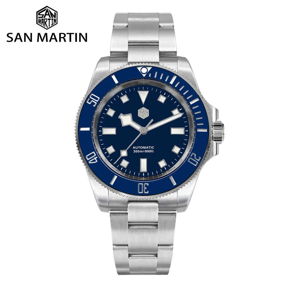 San Martin 40mm Stainless Steel Classic Men Diver Watch Japan NH35 Automatic Mechanical Sapphire Waterproof 300m SN0111