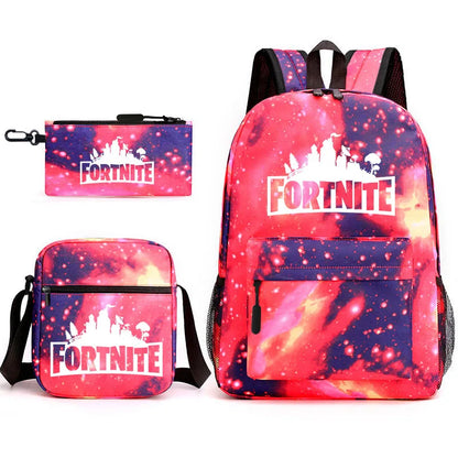 3Pcs Fortnite Gaming Backpack Set Lightweight Minimalist Laptop Schoolbag Pencil Case Lunch Bag Casual Travel Bag Holiday Gift
