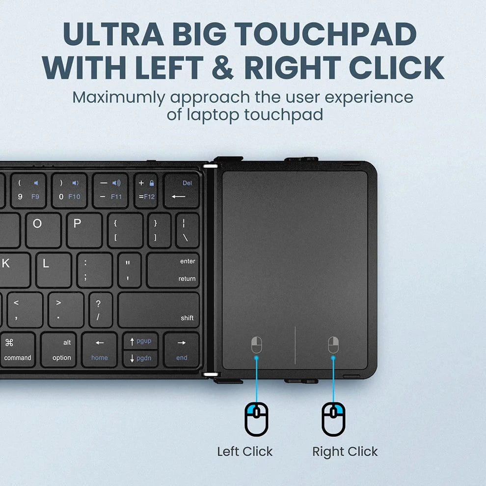 BOW Foldable Bluetooth Keyboard with Touchpad/Numberic Pad Portable Rechargeable Folding Wireless Keyboard for Tablet iPad