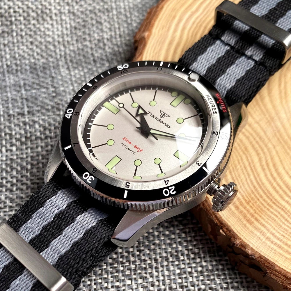 Tandorio Red Blue 40mm PT5000 Japan NH35A Mechanical Automatic Dive Men Watch 20ATM Waterproof Domed Sapphire Screw Crown Reloj