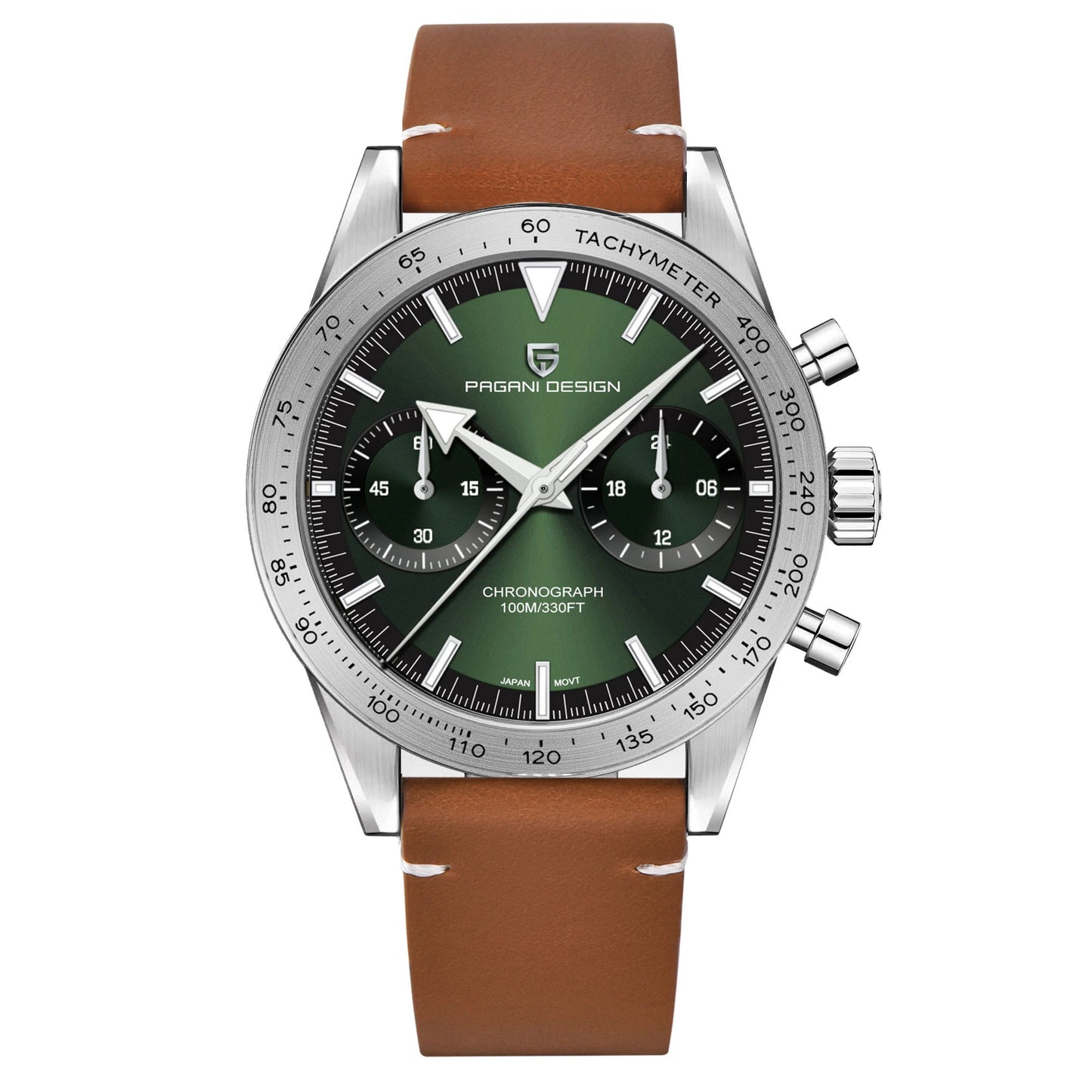 PAGANI DESIGN 2024 New Wide Arrow Moon Men's Watches Luxury Quartz Watch For Men Sport Retro Chronograph VK64 AR Sapphire Glass