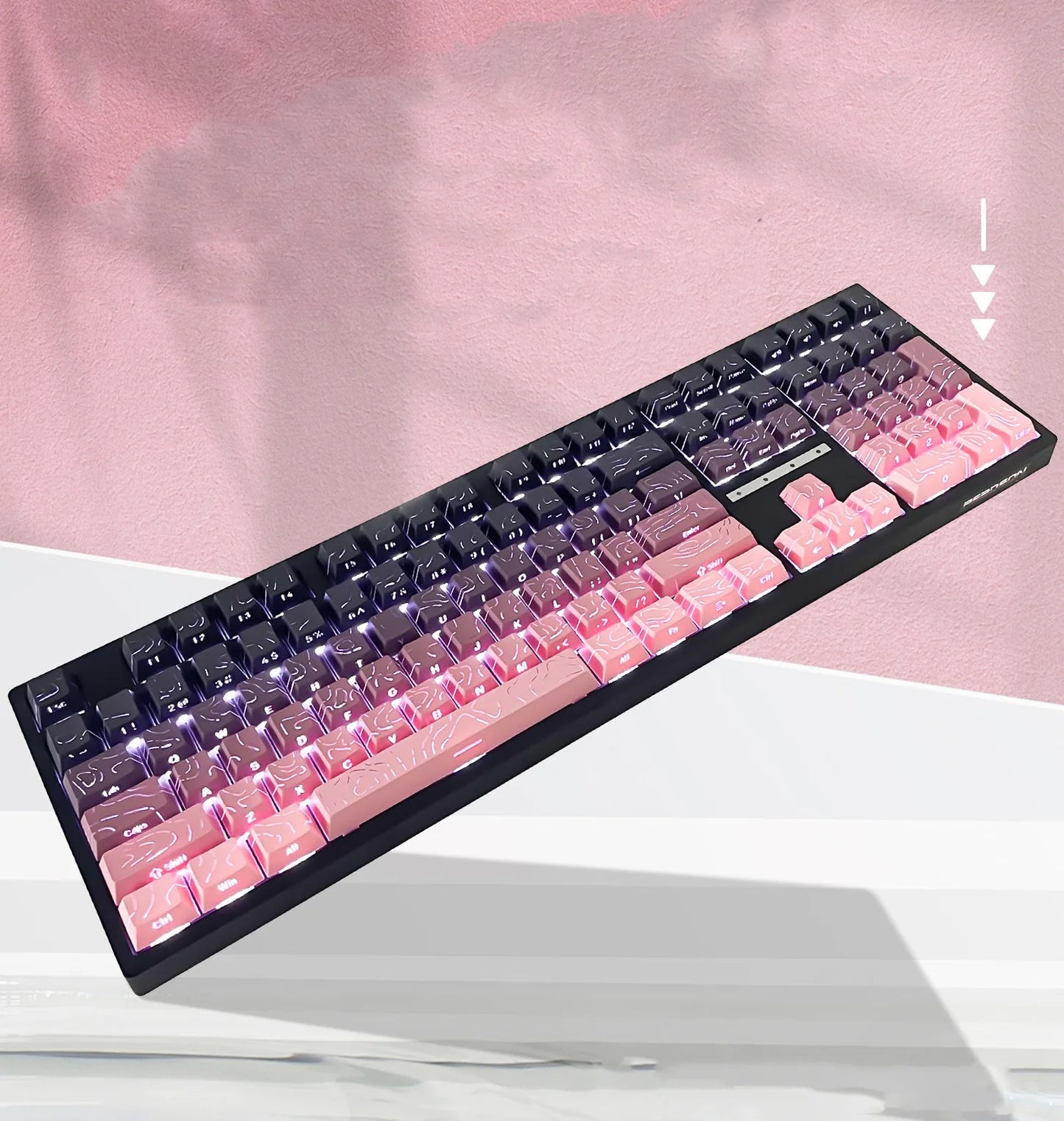 Topographic 4.0 Side Printed Keycaps Cherry Profile Double Shot PBT Keycaps for MX Switch Mechanical Keyboard with ISO Enter Shine Through Keycaps