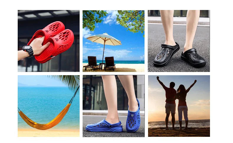 Sandales légères d'été pour hommes, chaussures décontractées, sabots troués, pantoufles plates de plage pour hommes, grande taille 49