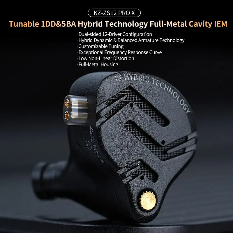 KZ ZS12 PRO X Hybrid Dynamic & Balanced Armature Technology IEM Earphone Upgrade HiFi Bass In Ear Headphone Tuning Wire Headset