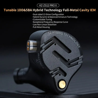 KZ ZS12 PRO X Hybrid Dynamic & Balanced Armature Technology IEM Earphone Upgrade HiFi Bass In Ear Headphone Tuning Wire Headset