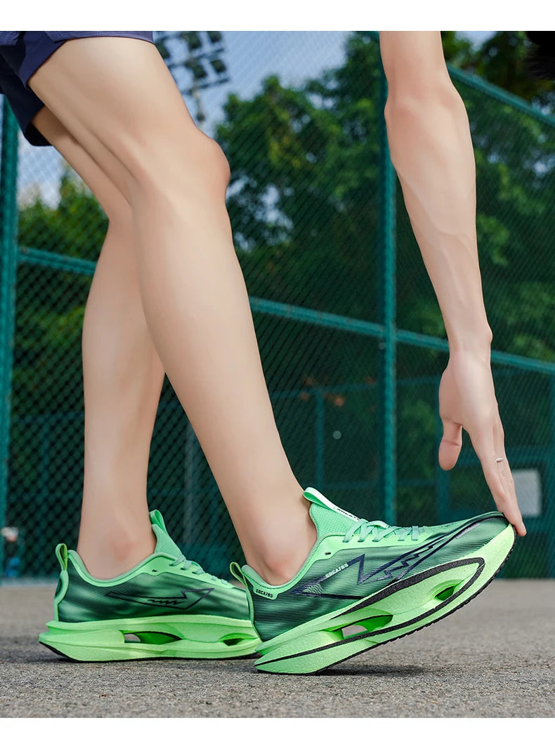 Løbesko til maraton, specialudgave til mænd, sportssko med kulfiberplade, åndbare, ultralette, komfortable, atletiske, støddæmpende, stabile sneakers til kvinder