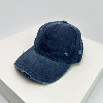 New Unisex Broken Style Solid Baseball Hats Breathable American Vintage Sunshade Simple Peaked Cap Versatile Fashion Casual ins
