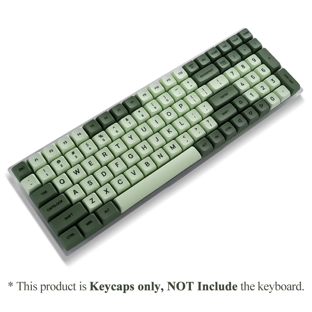 Conjunto de 125 teclas XDA PBT Matcha Green para teclado mecânico de 61/64/68/75/87/98/104/108 teclas, compatível com Cherry/Gateron/Otemu/Kailh