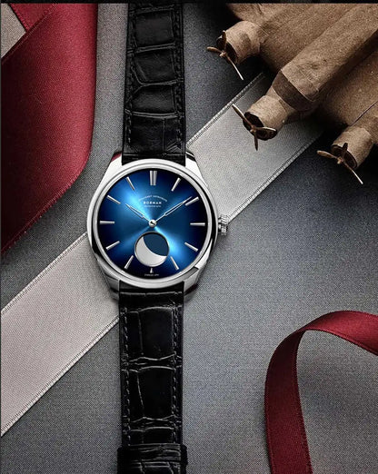 BORMAN 41.5mm 5ATM Waterproof Mechanical Watches Moon Phase Luxury Designer Men Dress Automatic Wristwatch