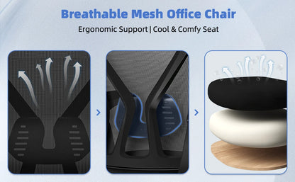 Daccormax Ergonomic Office Chair with Lumbar Support, Adjustable Reclining Desk Chair, Computer Chair with Armrests for Home Office