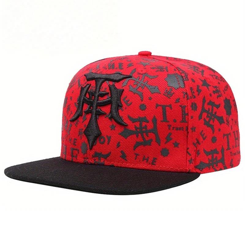 2025 Creative New Baseball Hat T Embroidery Graffiti HipHop Hat Street Fashion Decorative Hat Daily Leisure Flat Edge Hat Unisex