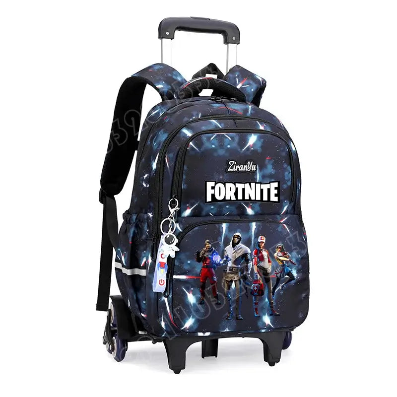 Fortnite Trolley Bag Easy Stair Climbing Anime Waterproof Wheeled Backpack Large Capacity Student Schoolbag Casual Travel Bag