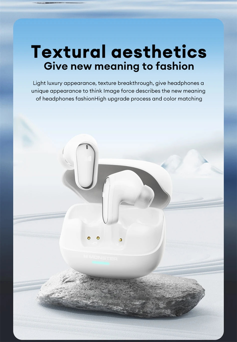Monster MQT52 Bluetooth 5.4 Wireless Earphones Gaming Headphones with Mic, HiFi Stereo Sound True Wireless Earbuds, Low Latency Bluetooth 5.4 Earphones with 24H Battery Life
