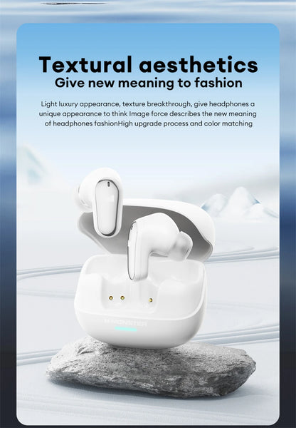 Monster MQT52 Bluetooth 5.4 Wireless Earphones Gaming Headphones with Mic, HiFi Stereo Sound True Wireless Earbuds, Low Latency Bluetooth 5.4 Earphones with 24H Battery Life