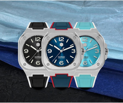San Martin 40mm Classic Luxury Sport Watch Distinctive Square Case Stainless Steel Men Watch Automatic Mechanical 10 Bar SN0074