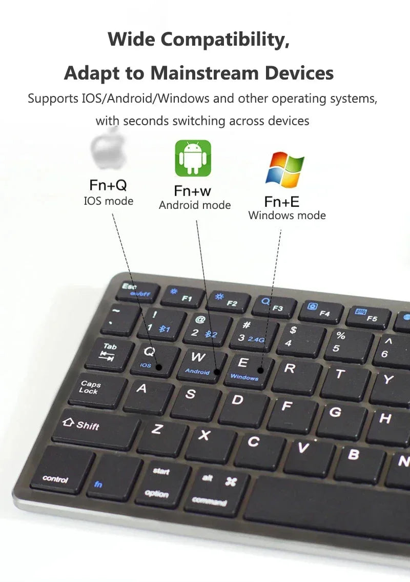 Russian/Hebrew/Spanish/Portuguese/Korean Bluetooth 5.0 & 2.4G Wireless Rechargeable Keyboard For Tablet iPad PC Android IOS Win