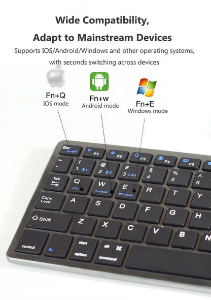 Russian/Hebrew/Spanish/Portuguese/Korean Bluetooth 5.0 & 2.4G Wireless Rechargeable Keyboard For Tablet iPad PC Android IOS Win