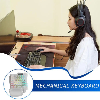 35 key Gaming Keyboard Single Hand Usb Wired One Handedly RGB Backlight Mini Keyboard for Gamer Laptop Desktop PC