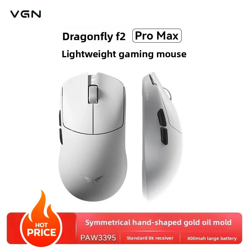 VGN Dragonfly F2 ProMax/Ultra Esports Gaming Mouse 42000DPI 0.125ms For Csgo Latency Wired/Wireless Dual 8K 3-mode PAW3395/3950