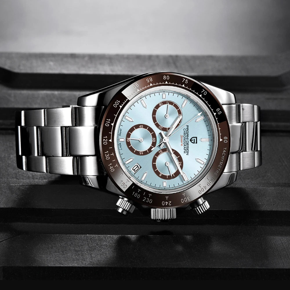 Orologio da uomo PAGANI DESIGN – Modello con quadranti colorati, orologio da polso al quarzo di lusso, cronografo dotato di un movimento